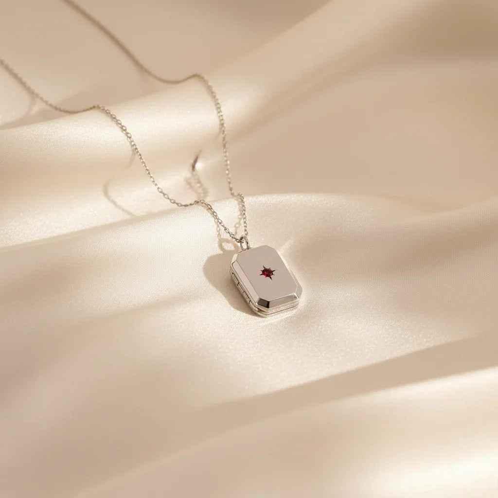 Custom Locket Necklace with Birthstone – Photo Pendant