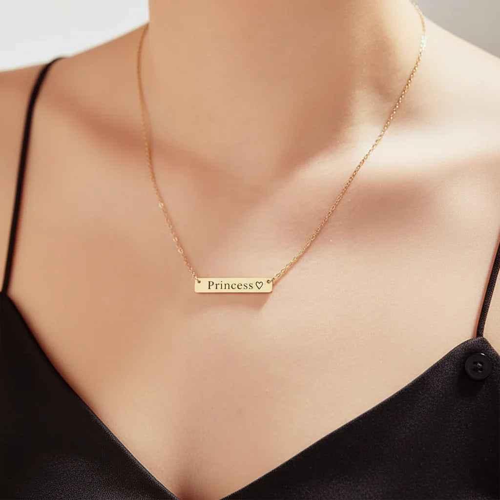 Custom Necklace Bar Pendant – Barra Incisa Personalized Name Necklace Velanci