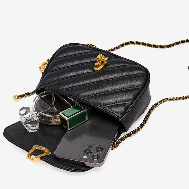 2025 Summer Luxe Genuine Leather Mini Chain Shoulder Bag