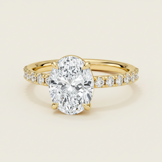 Giulia Womens Ring - Oval 1.8ct Solitaire, 18K Gold-Plated Silver Band, Minimalist Design Velanci