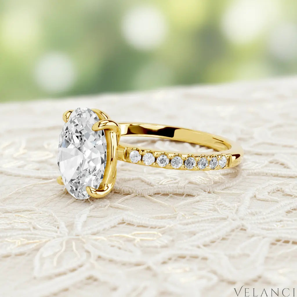 Gold Mini Solitaire Ring Bianca Womens Ring Velanci