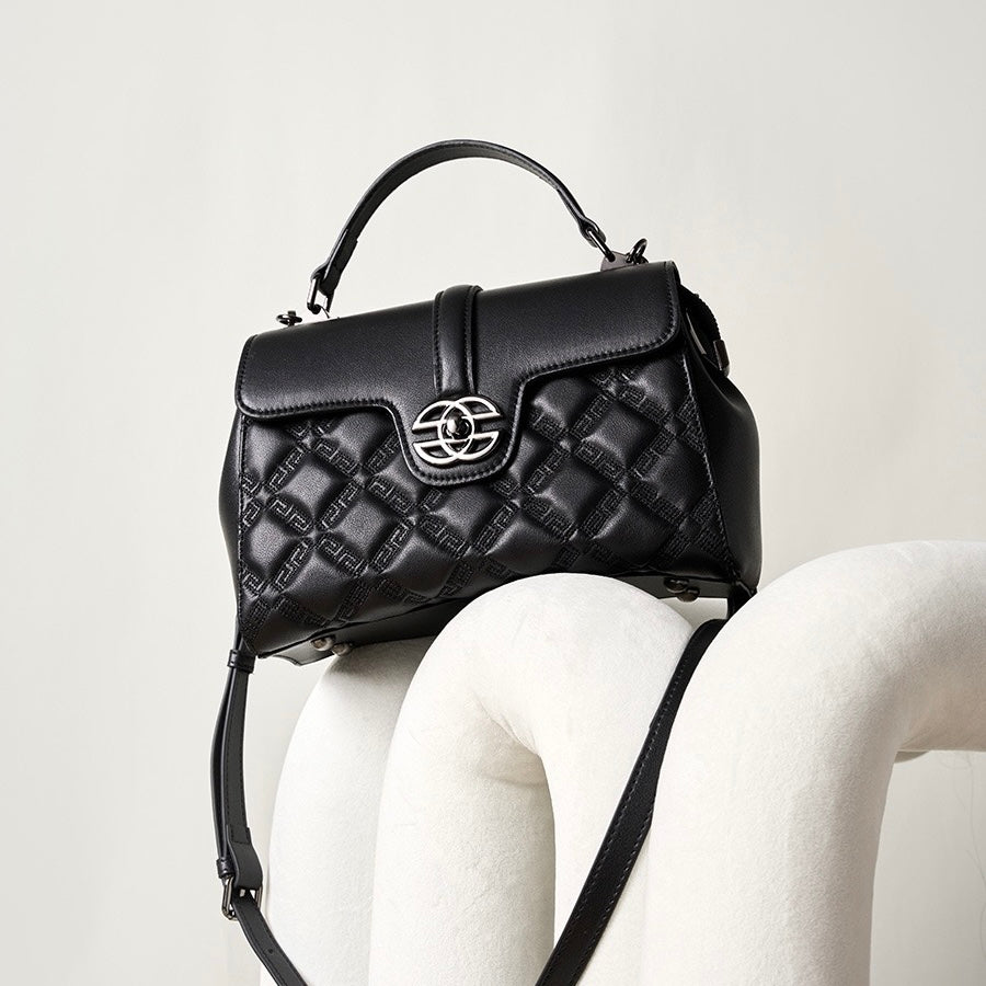 Elegant Genuine Leather Embossed Tote & Crossbody Bag