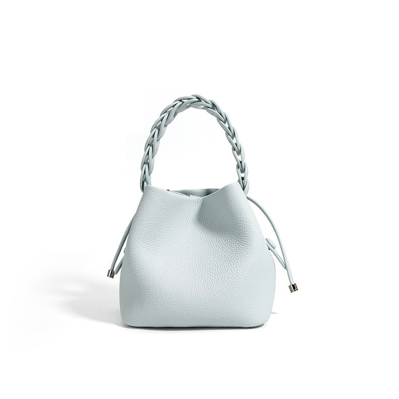 Genuine Leather Luxe Commuting Bucket Bag - Elegant Multiway Accessory