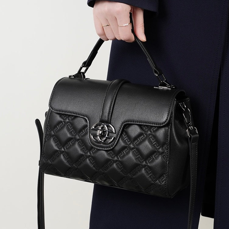 Elegant Genuine Leather Embossed Tote & Crossbody Bag