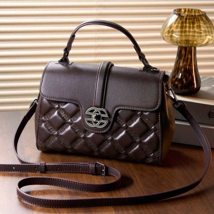 Elegant Genuine Leather Embossed Tote & Crossbody Bag