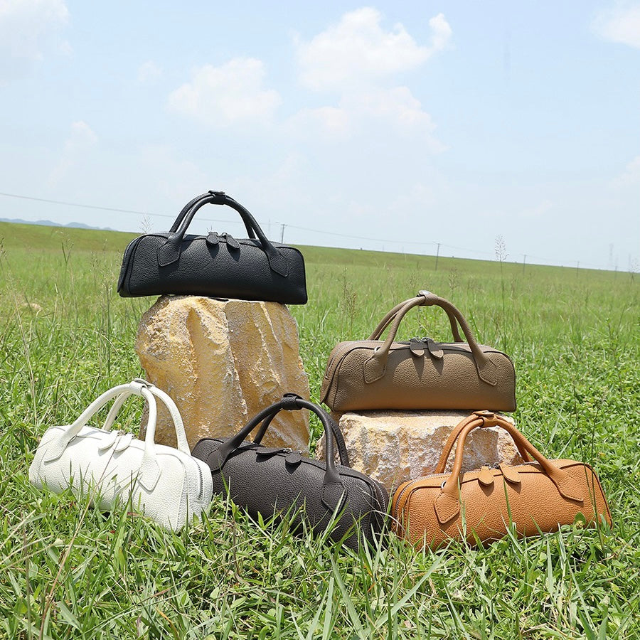 Top Grain Leather Elegant Baguette Handbag
