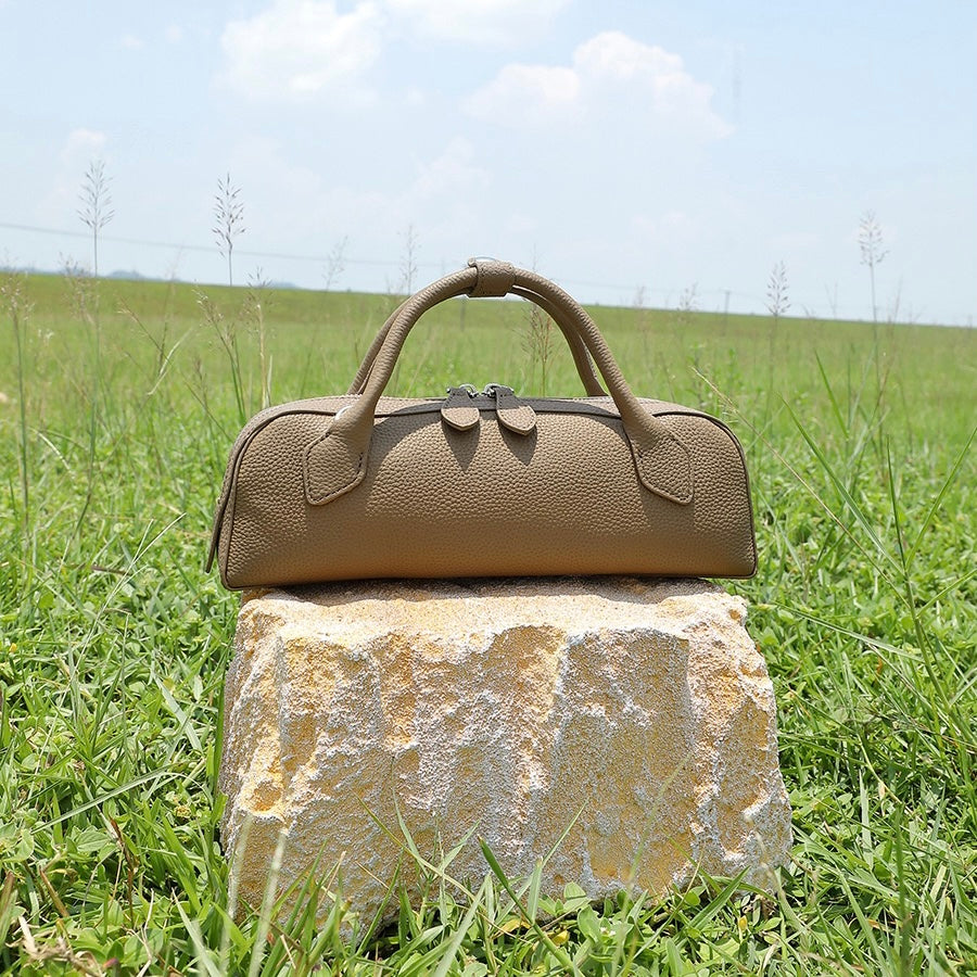 Top Grain Leather Elegant Baguette Handbag