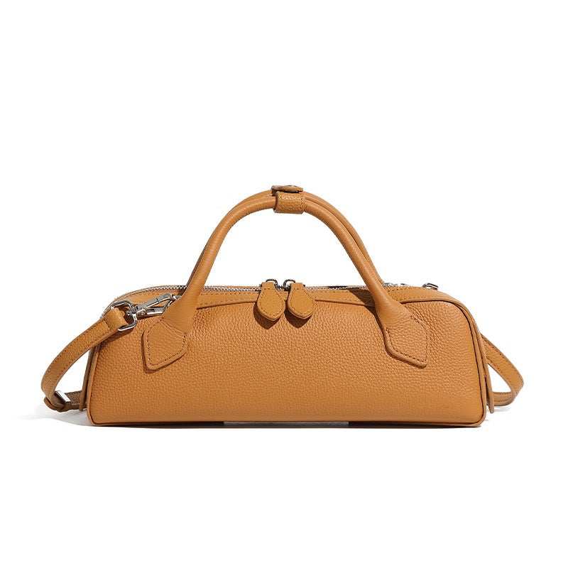 Top Grain Leather Elegant Baguette Handbag