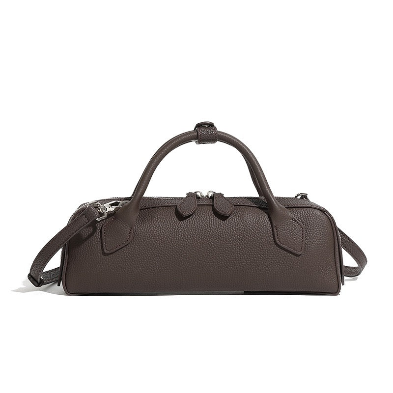 Top Grain Leather Elegant Baguette Handbag