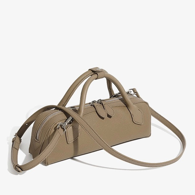 Top Grain Leather Elegant Baguette Handbag