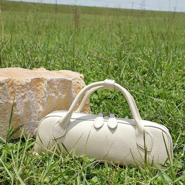 Top Grain Leather Elegant Baguette Handbag