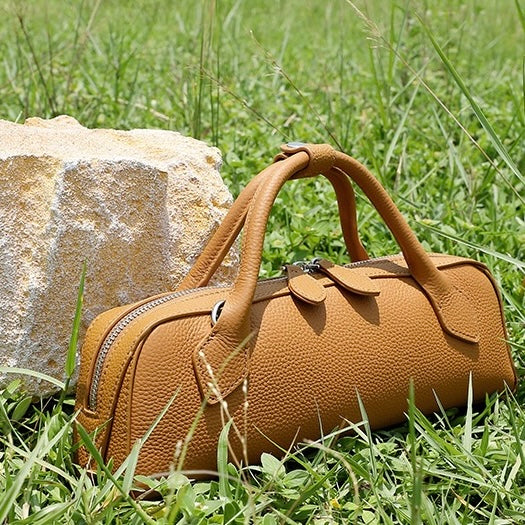 Top Grain Leather Elegant Baguette Handbag