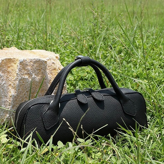 Top Grain Leather Elegant Baguette Handbag