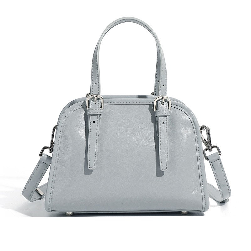 Elegant Genuine Leather Bowling Commuter Clutch Bag