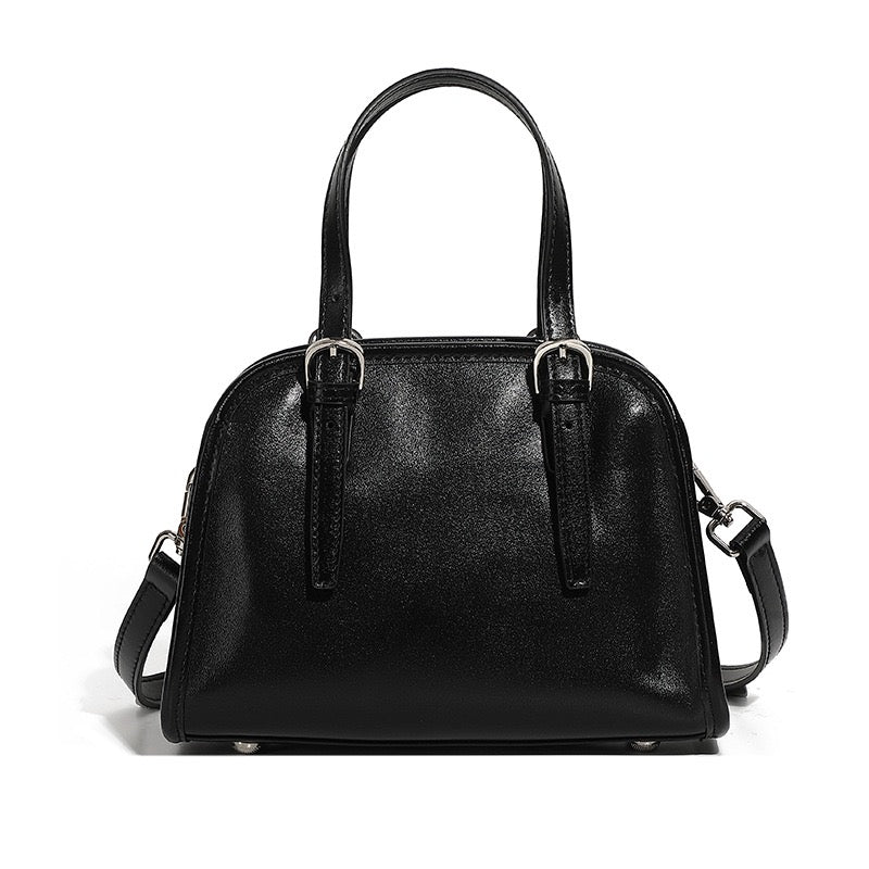 Elegant Genuine Leather Bowling Commuter Clutch Bag