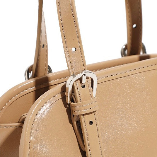 Elegant Genuine Leather Bowling Commuter Clutch Bag