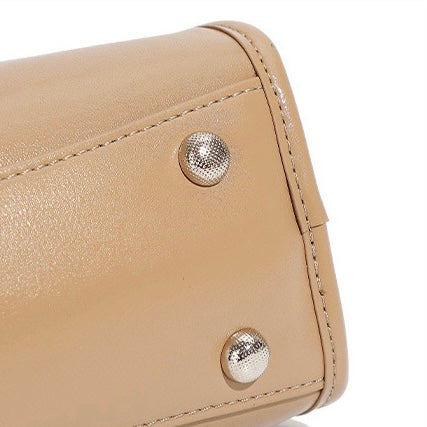 Elegant Genuine Leather Bowling Commuter Clutch Bag