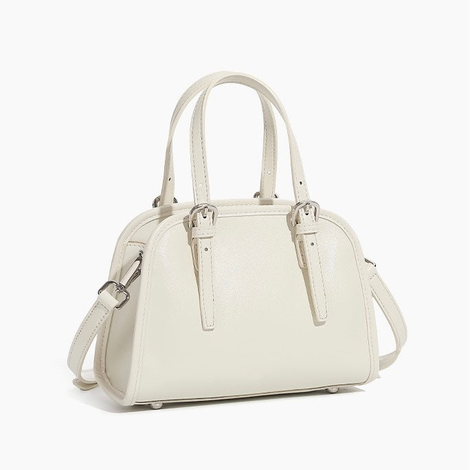 Elegant Genuine Leather Bowling Commuter Clutch Bag