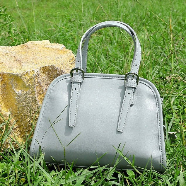 Elegant Genuine Leather Bowling Commuter Clutch Bag