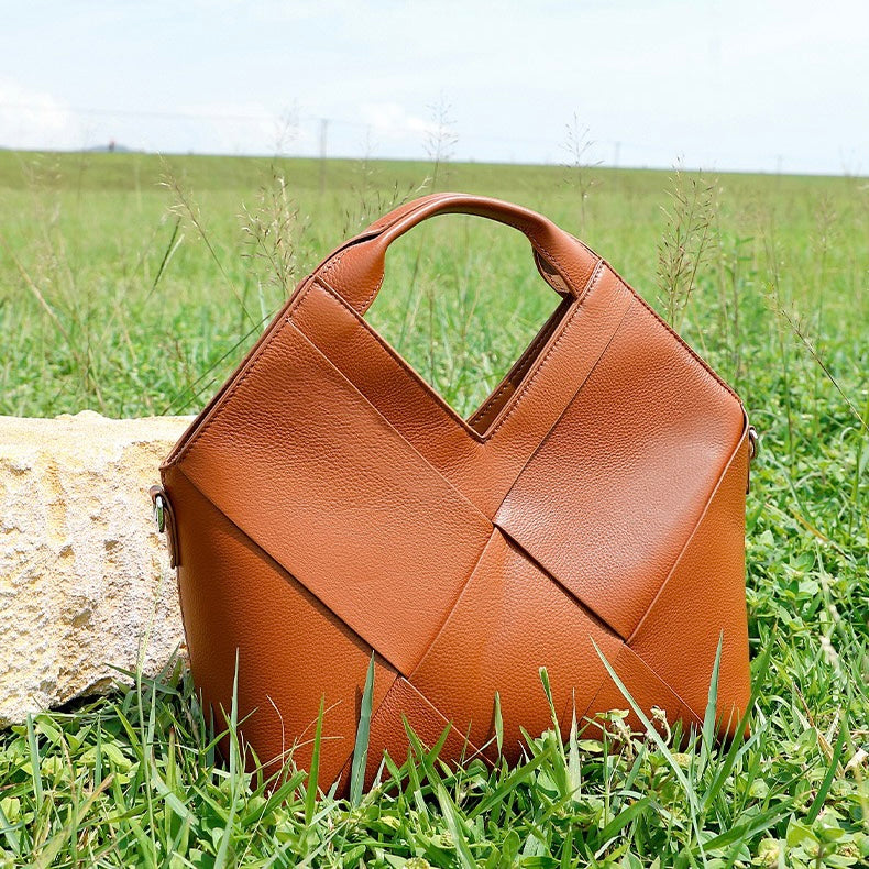 Sophisticated Women's Genuine Leather Woven Handbag