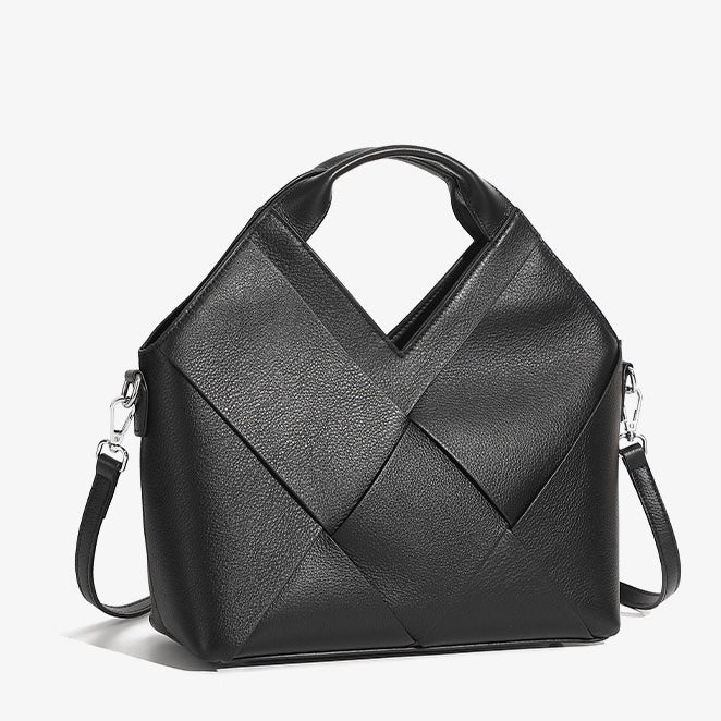 Sophisticated Women's Genuine Leather Woven Handbag