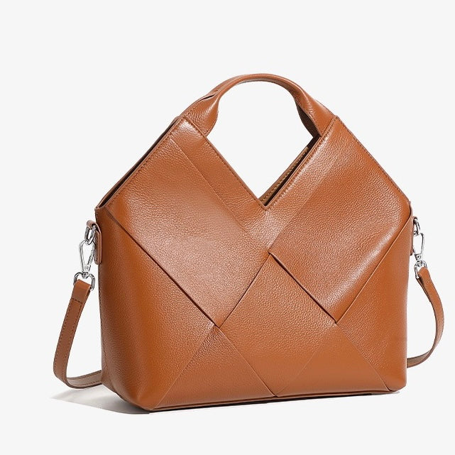 Sophisticated Women's Genuine Leather Woven Handbag