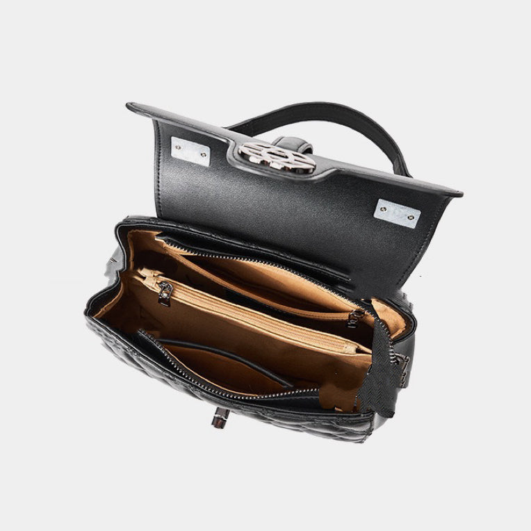 Elegant Genuine Leather Embossed Tote & Crossbody Bag