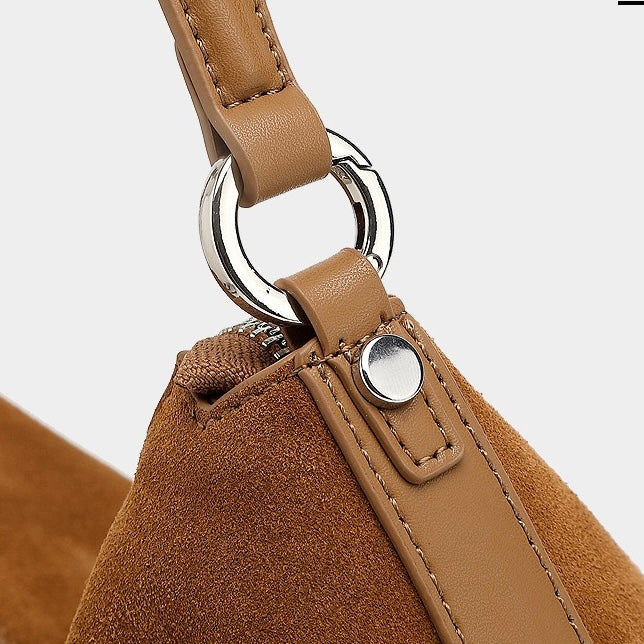 Suede Luxe Hobo Bag with Braided Elegance and Tassel Charm