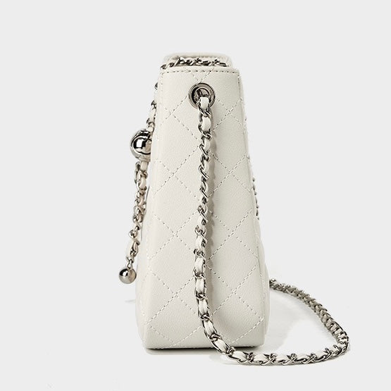 Genuine Cowhide Chain Bucket Bag – Elegant Commuter Tote