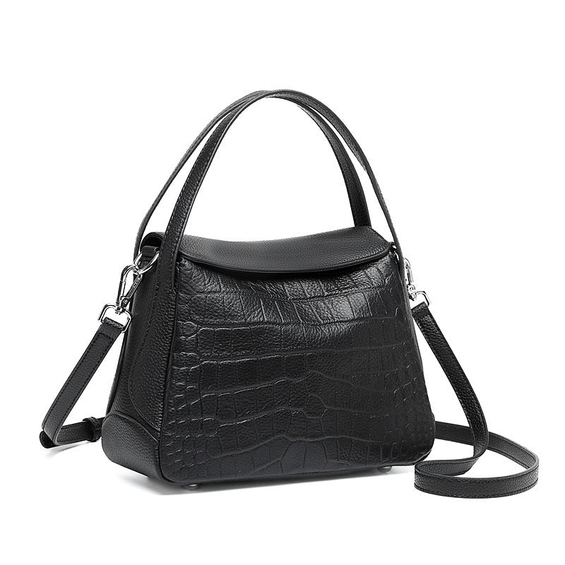 Croc-Embossed Leather Crossbody Bag for the Modern Woman