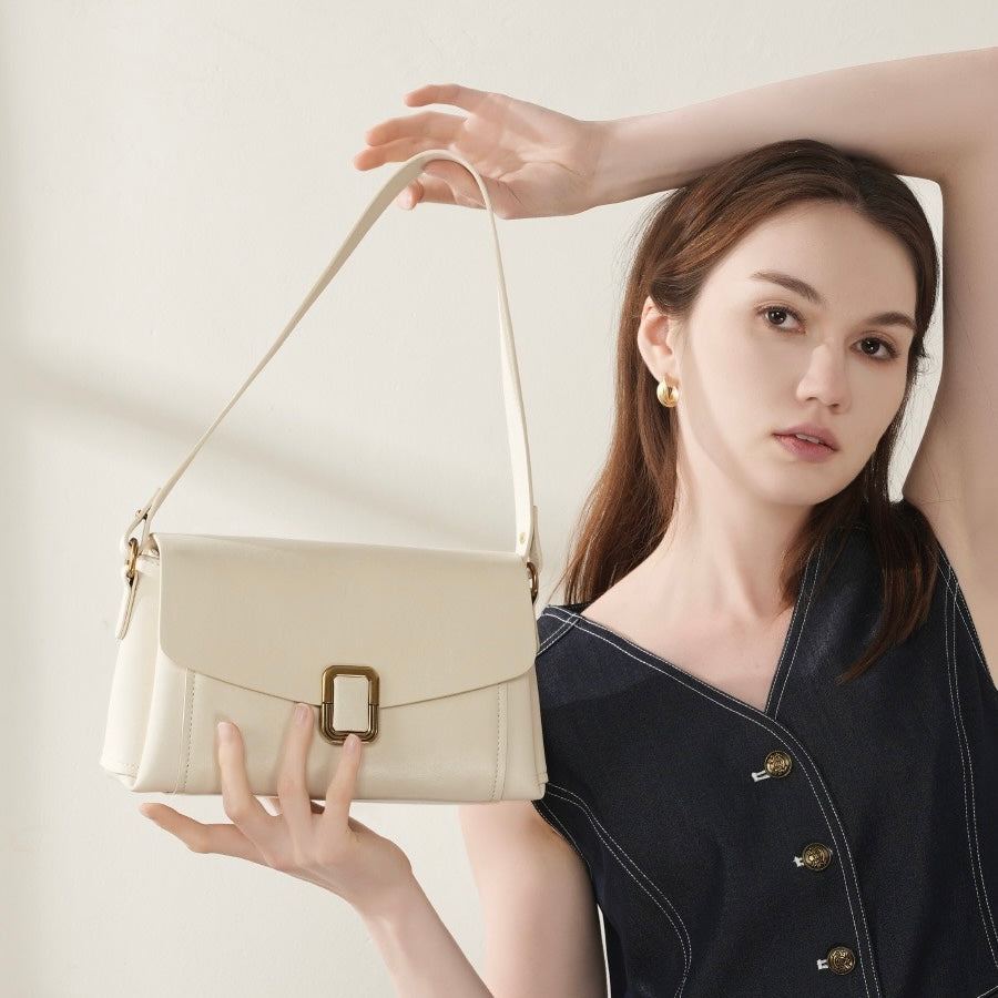 Maillard Elegance Women's Genuine Leather Commuter Tote Bag