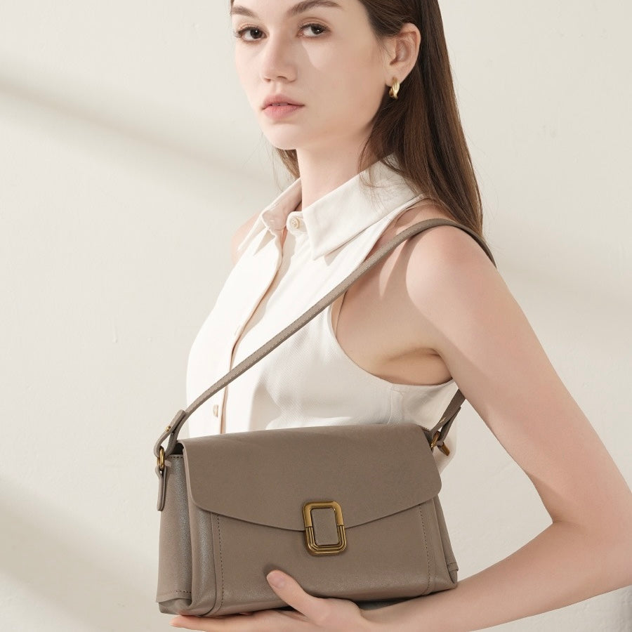 Maillard Elegance Women's Genuine Leather Commuter Tote Bag