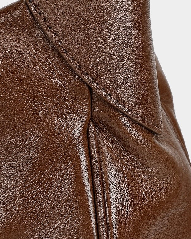 Braided-Handle Genuine Saddle Leather Hobo Bag for Refined Elegance