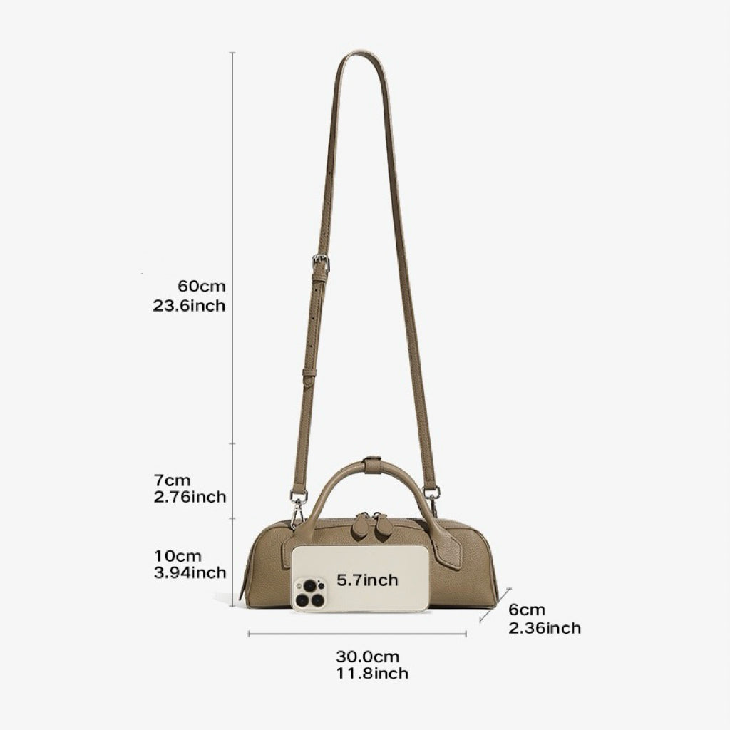 Top Grain Leather Elegant Baguette Handbag