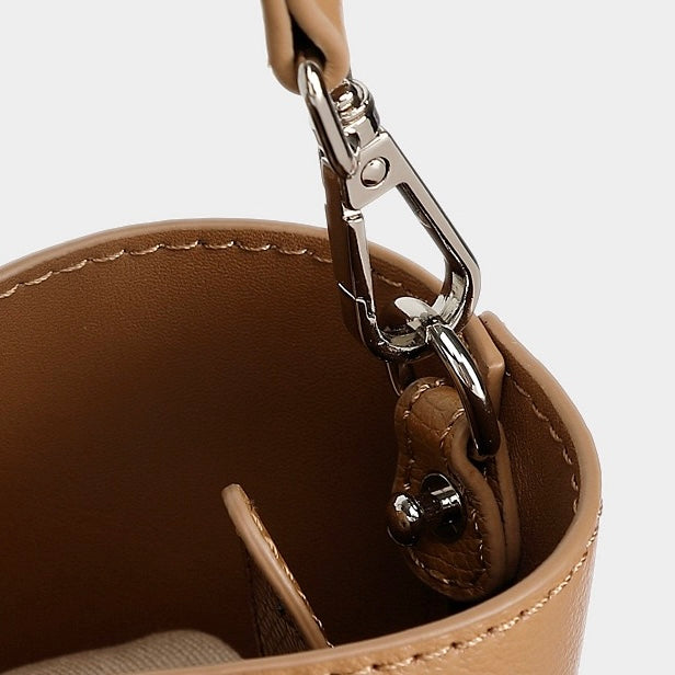 Genuine Leather Minimalist Arch-Handle Crossbody Bag