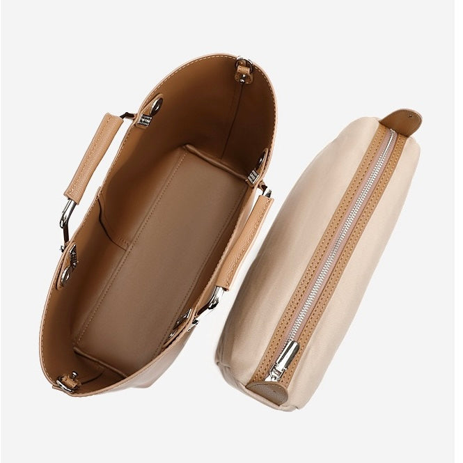 Genuine Leather Minimalist Arch-Handle Crossbody Bag