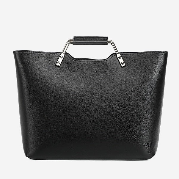 Genuine Leather Minimalist Arch-Handle Crossbody Bag