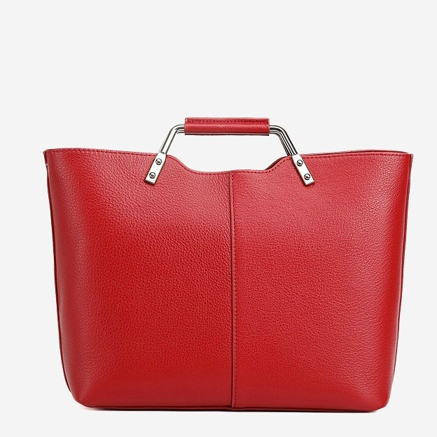 Genuine Leather Minimalist Arch-Handle Crossbody Bag