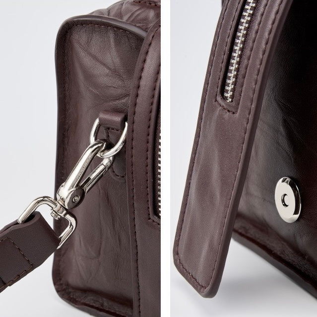 Crinkled Leather Boston Bag: Sophisticated Handheld & Crossbody Elegance