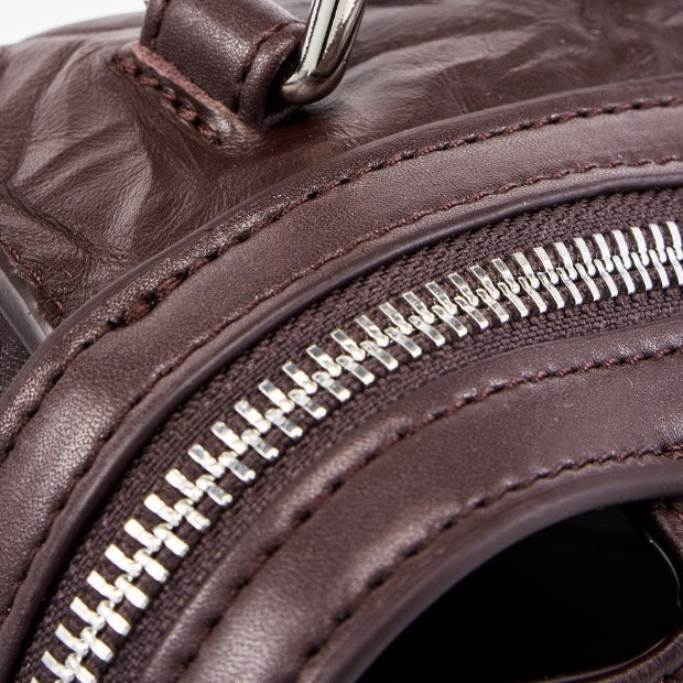 Crinkled Leather Boston Bag: Sophisticated Handheld & Crossbody Elegance