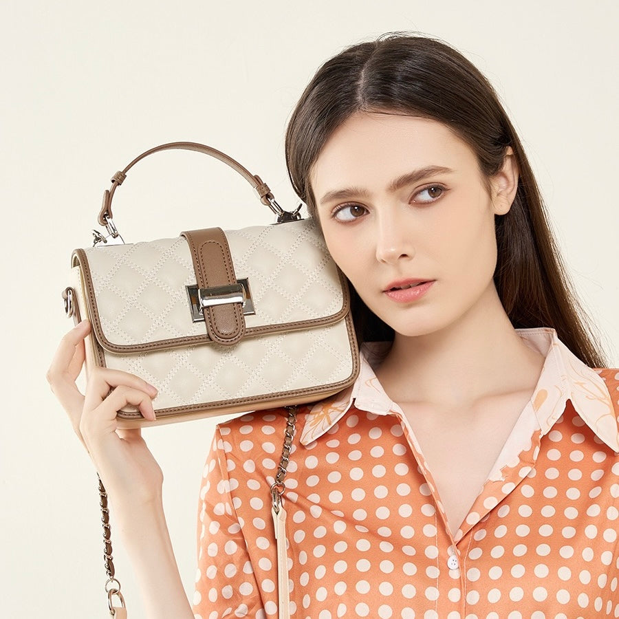 Luxe Quilted Genuine Leather Crossbody Bag for Everyday Elegance