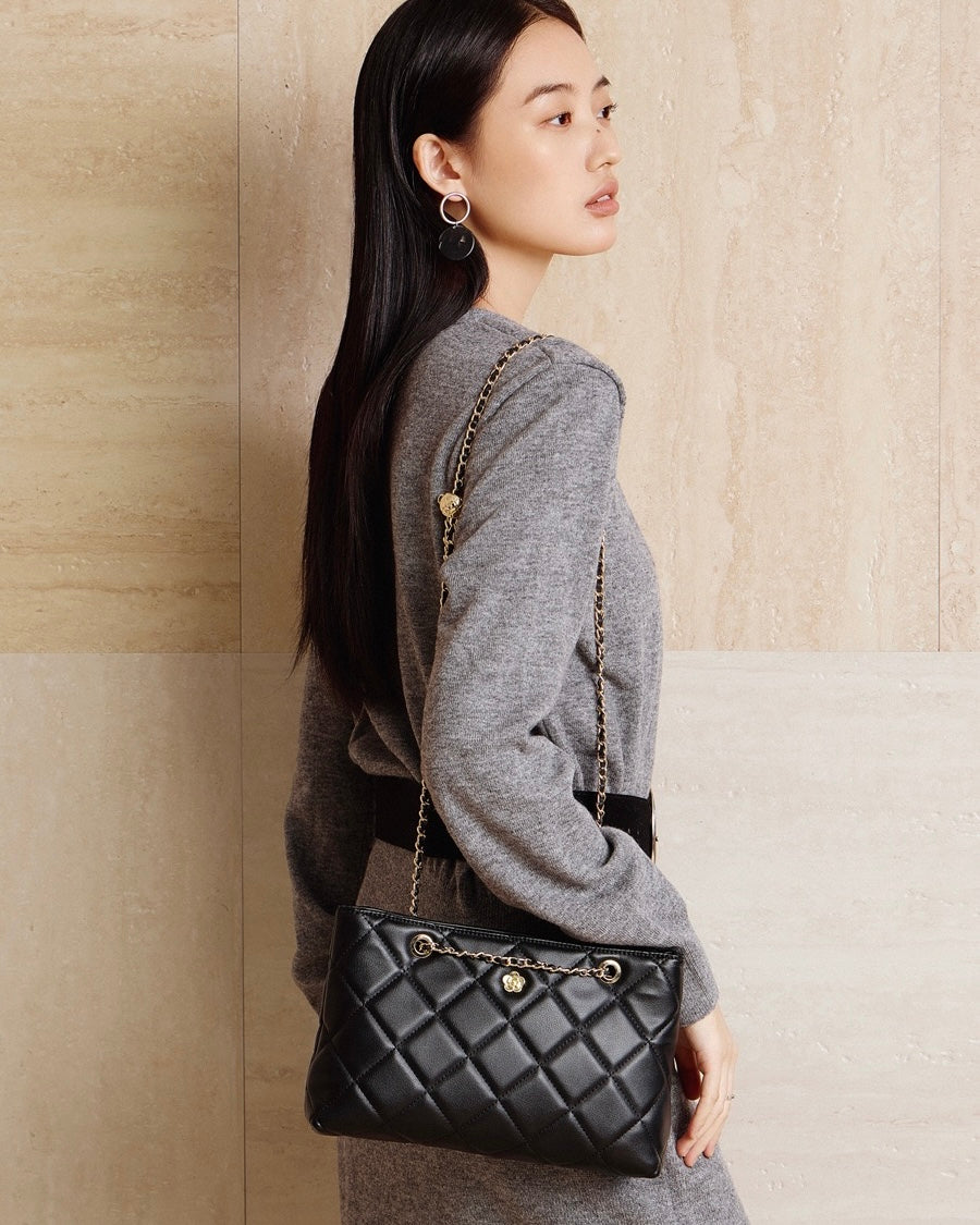 Quilted Genuine Leather Luxury Chain Shoulder Bag