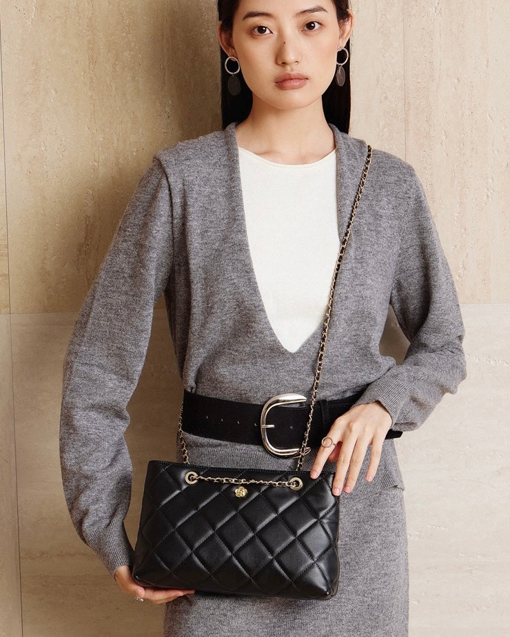 Quilted Genuine Leather Luxury Chain Shoulder Bag