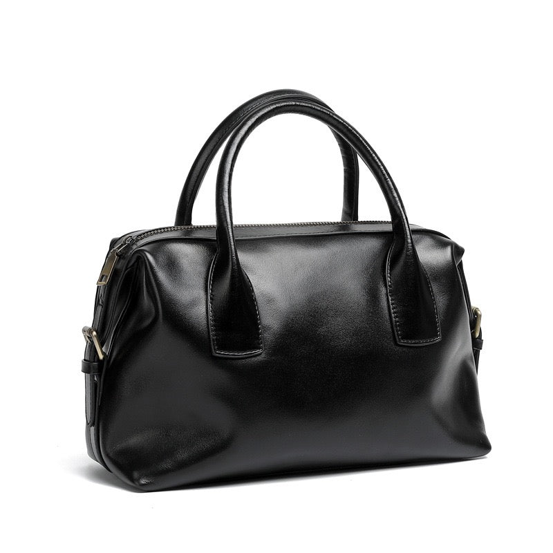 Luxurious Pebbled Leather Convertible Satchel with Elegant Top Handles