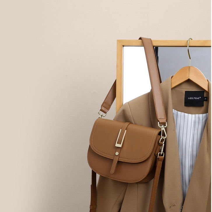 Elegant Genuine Leather Saddle Crossbody Bag
