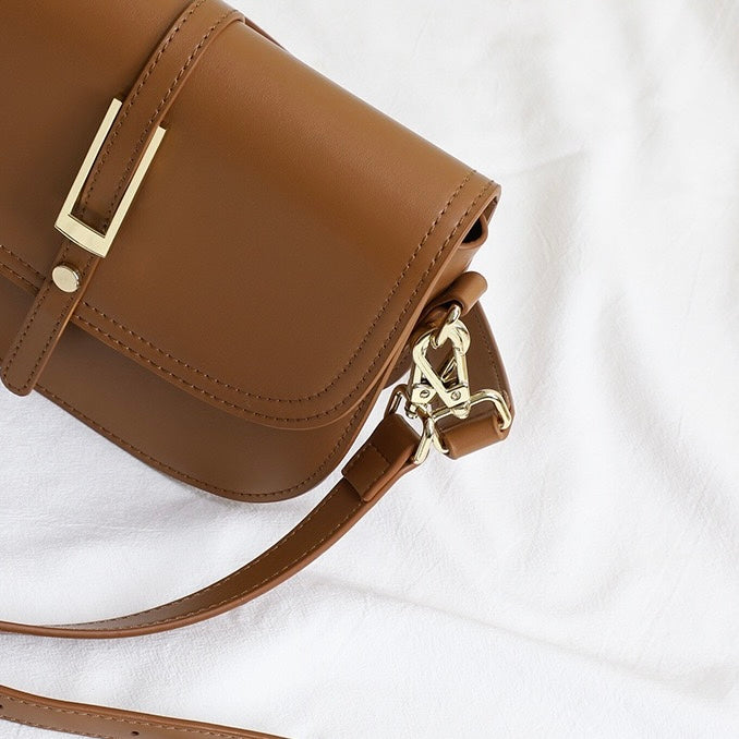 Elegant Genuine Leather Saddle Crossbody Bag
