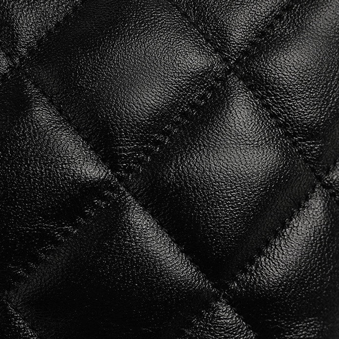 Noir Sheepskin Quilted Chain Shoulder Bag