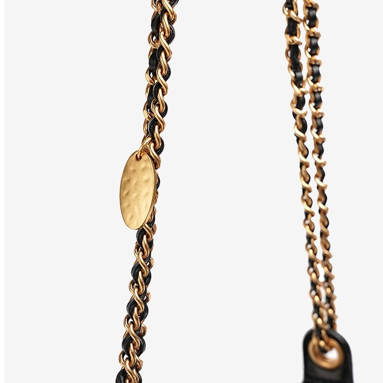 Noir Sheepskin Quilted Chain Shoulder Bag