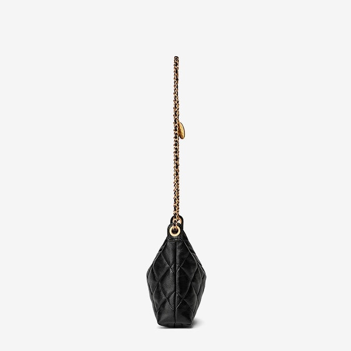 Noir Sheepskin Quilted Chain Shoulder Bag