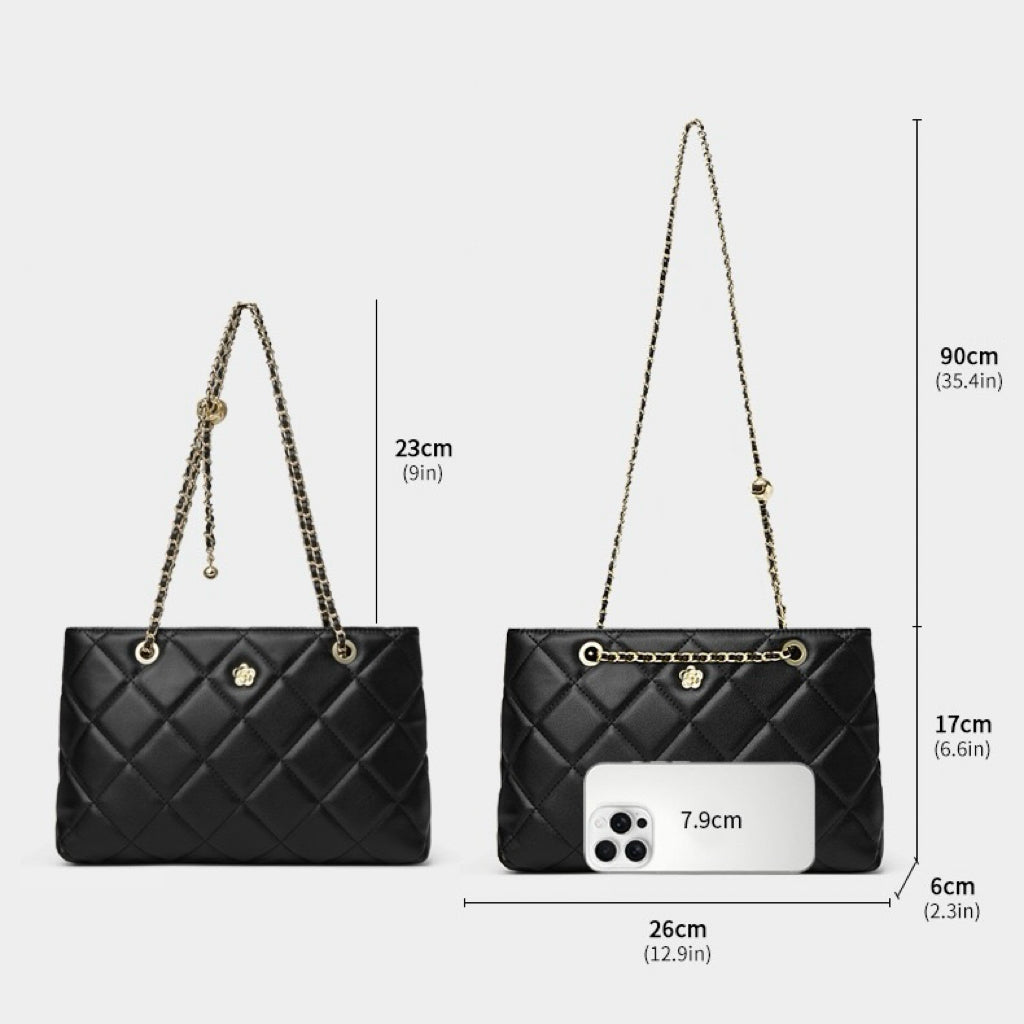 Quilted Genuine Leather Luxury Chain Shoulder Bag